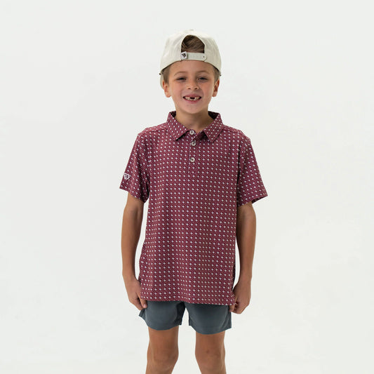 Burlebo Youth Polo - Texas - Maroon & Grey