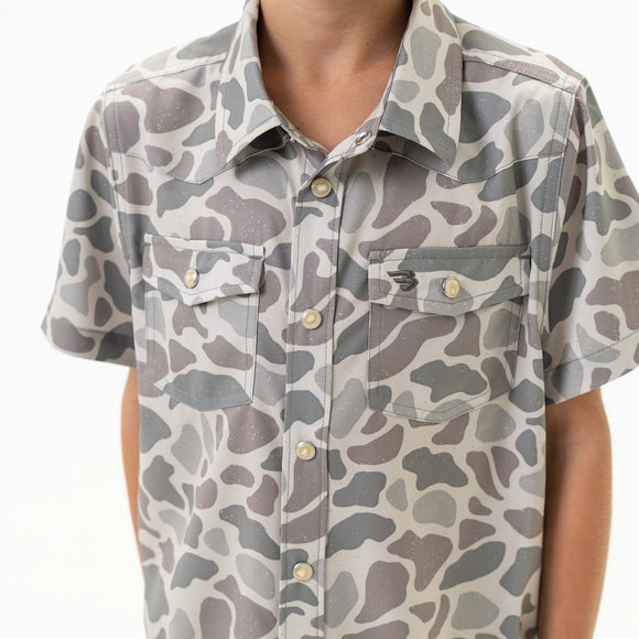 Burlebo Youth Performance Western Shirt - Classic Deer Camo