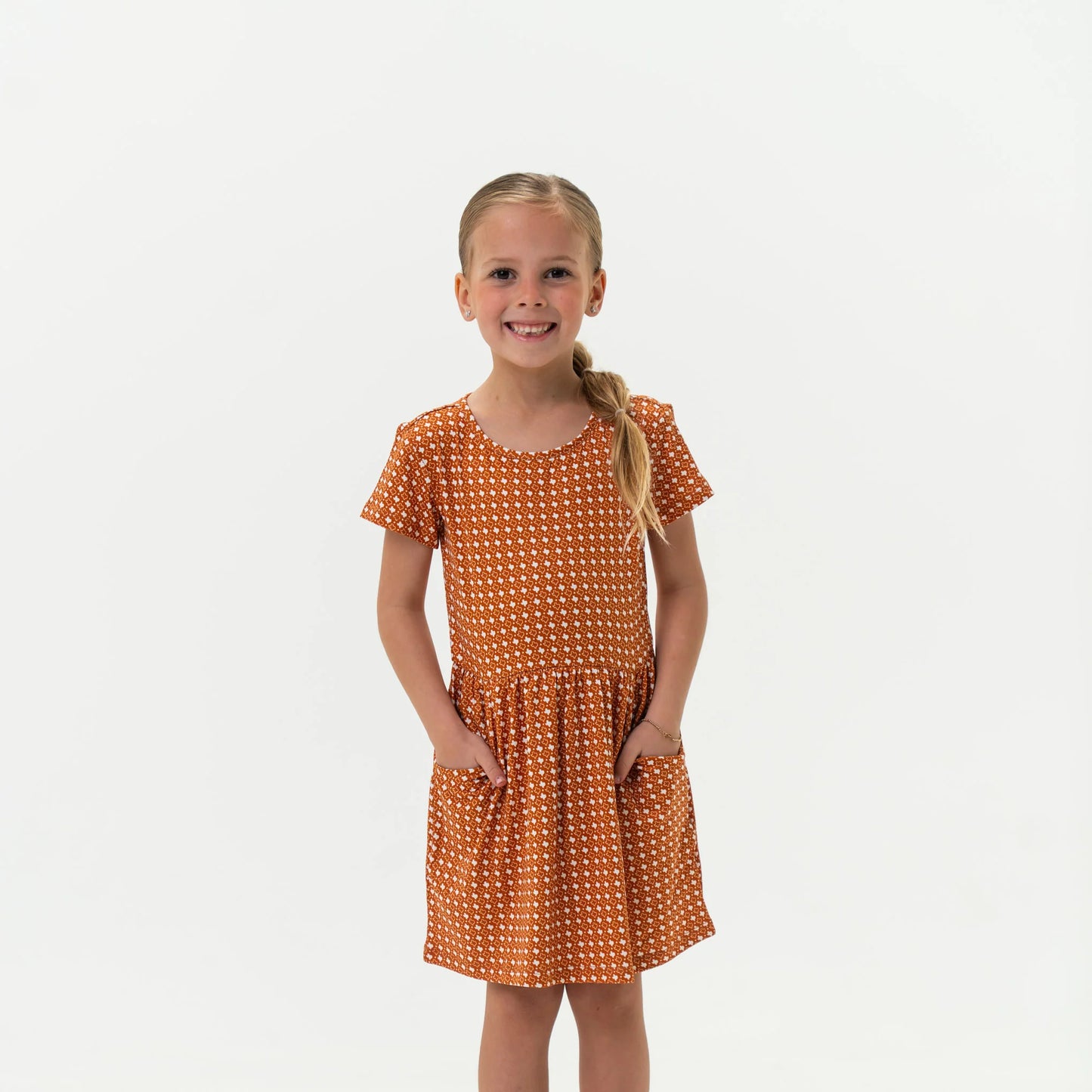 Burlebo Youth Moxie Dress - Texas Orange & White