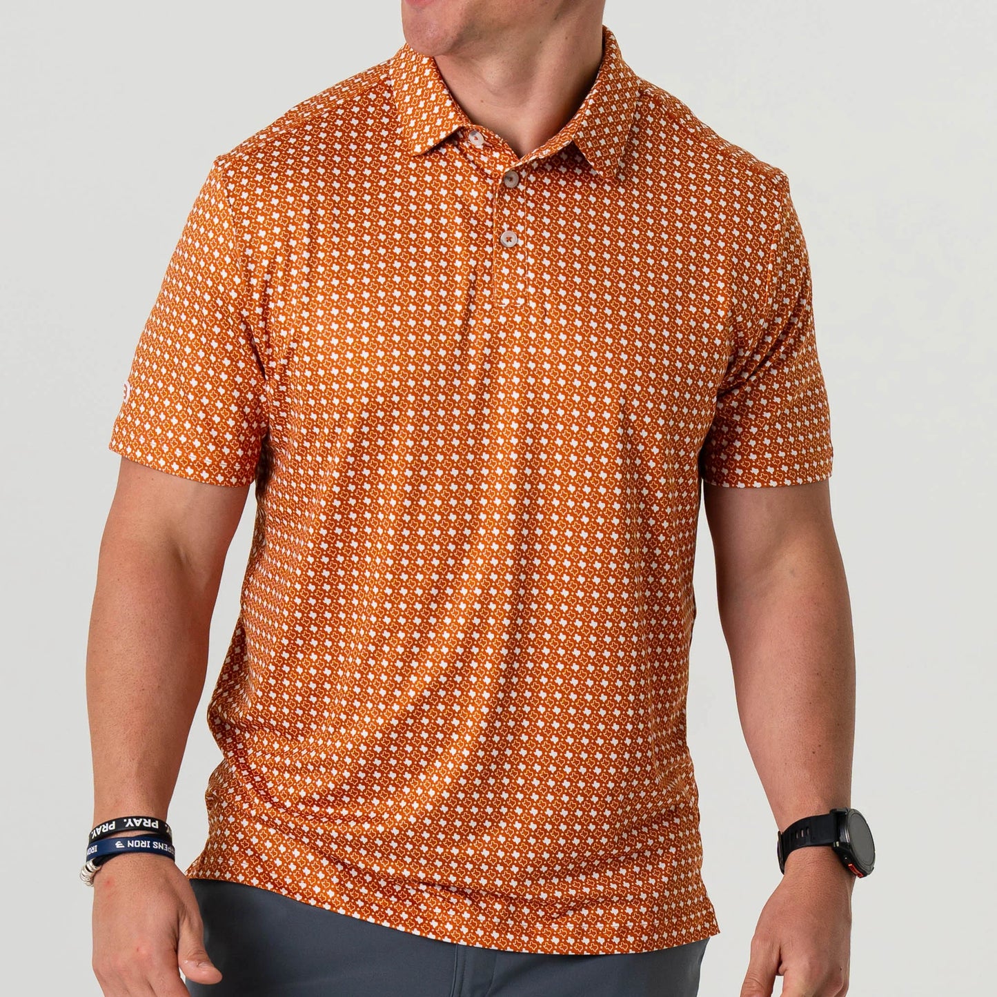 Burlebo Performance Polo - Texas Orange & White
