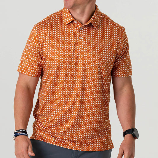 Burlebo Performance Polo - Texas Orange & White