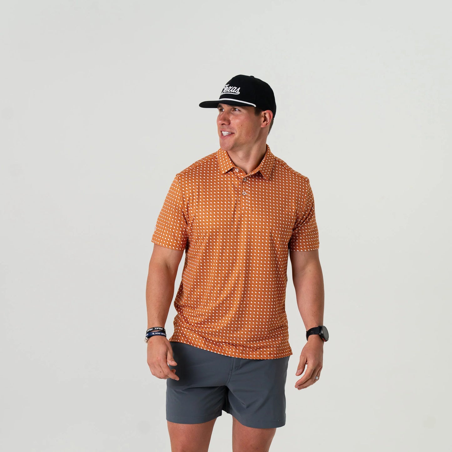 Burlebo Performance Polo - Texas Orange & White