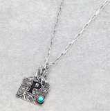 CATTLE TAG INITAL PENDANT SILVER NECKLACE