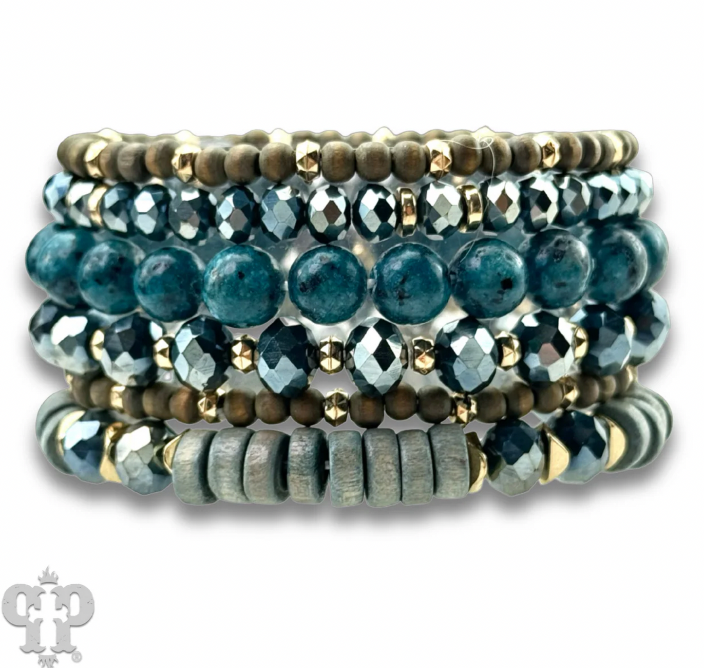 PINK PANACHE Artsy stone and clay bead bracelet - B320BLU