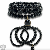 PINK PANACHE Pave ball and glossy glass bead bracelet with a crystal from Swarovski - B219BBL