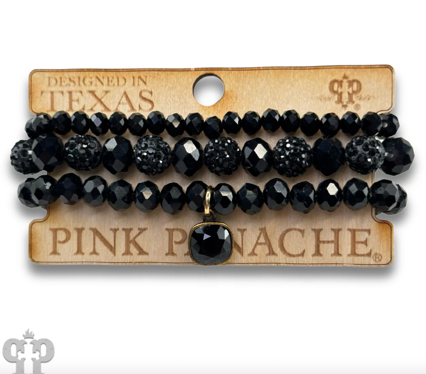 PINK PANACHE Pave ball and glossy glass bead bracelet with a crystal from Swarovski - B219BBL