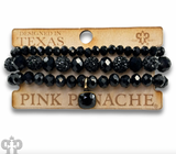 PINK PANACHE Pave ball and glossy glass bead bracelet with a crystal from Swarovski - B219BBL