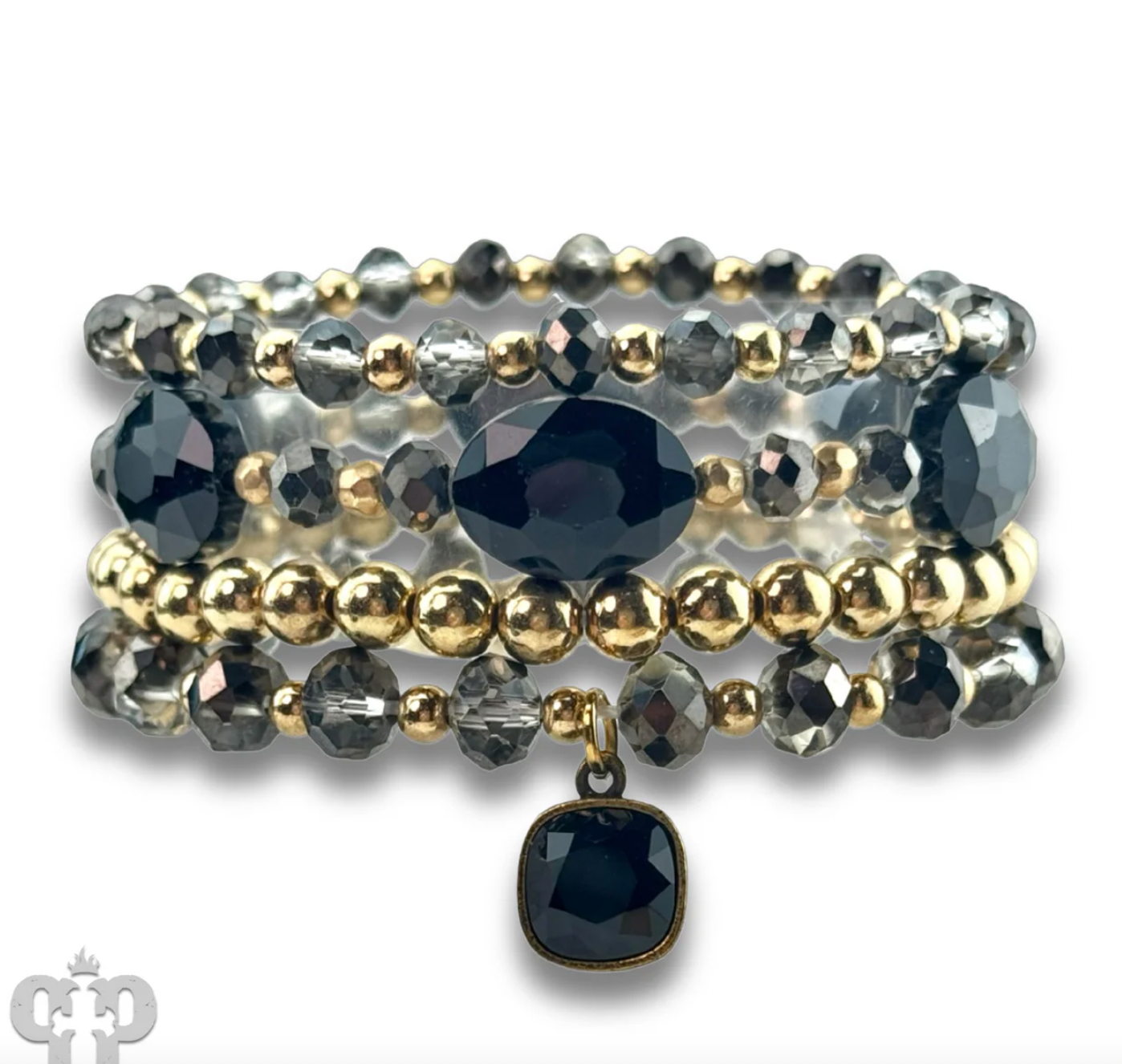PINK PANACHE Four strand faceted bead bracelet with Austrian crystal - B316BBL