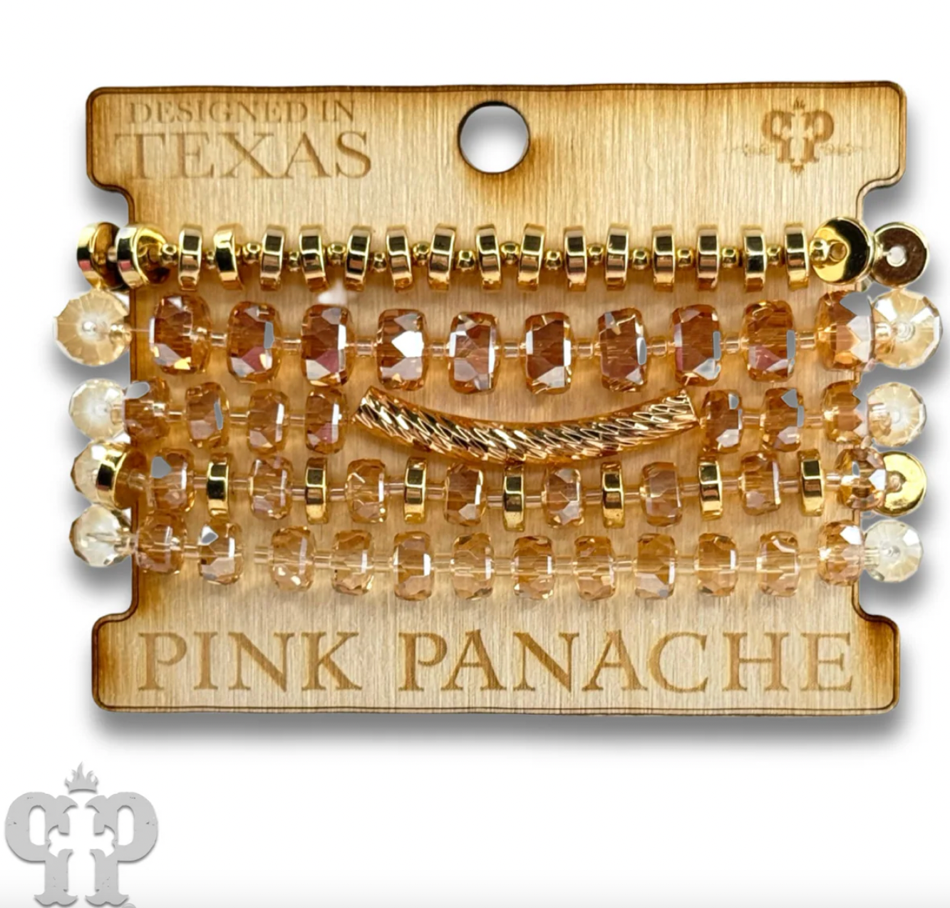 PINK PANACHE Faceted heishi bead bracelet with twisted tube bead feature - B287GGS