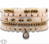 PINK PANACHE Five strand mixed shape bracelet set with Austrian crystal - B234BRW
