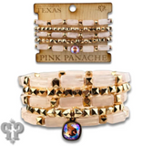PINK PANACHE Square tube acrylic bead stacked bracelet, Austrian crystal - B167BLR