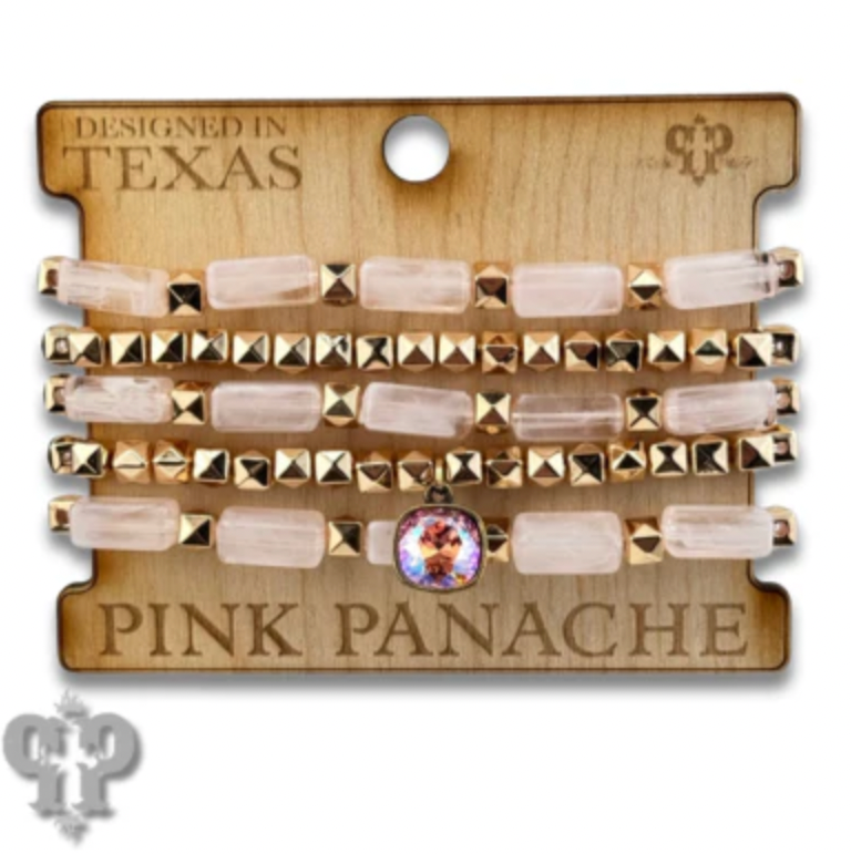 PINK PANACHE Square tube acrylic bead stacked bracelet, Austrian crystal - B167BLR