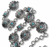 Western Round and Square Concho Link Belt - Silver S/M and L/XL