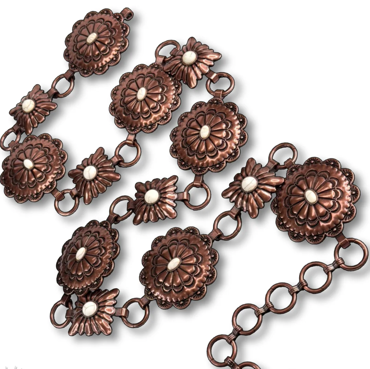 Western Round and Square Concho Link Belt - Bronze S/M and L/XL