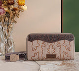 Wrangler Embroidered Embossed Wallet Wristlet - Tan