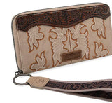 Wrangler Embroidered Embossed Wallet Wristlet - Tan