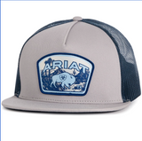 ARIAT MENS CAP SNAPBACK BUFFALO PATCH GREY