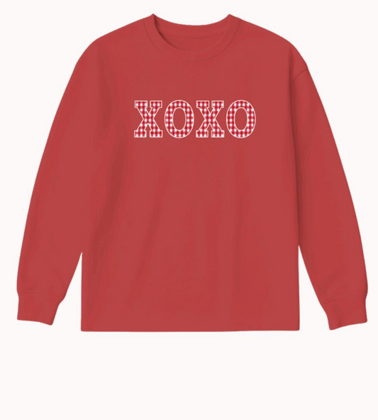 XOXO on Light Weight Sweatshirt - Maroon