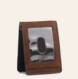 ARIAT BIFOLD MONEY CLIP USA FLAG SHIELD LOGO BROWN