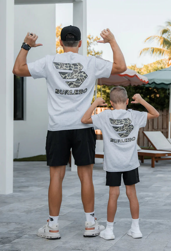 Burlebo Flying B Deer Camo Logo - Heather Ash Grey