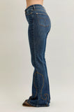 JUDY BLUE HIGH WAIST FLARE WESTERN STUD DETAIL JEAN - MEDIUM STONE