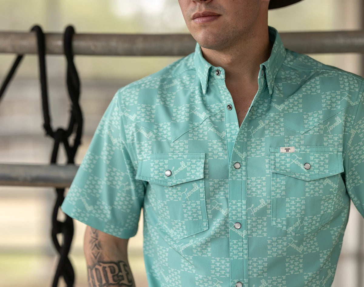 FERRELL MEN'S THE FLYNN SHORT SLEEVE PEARL SNAP SHIRT
