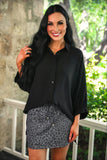 Sloane Button Up Top - BLACK