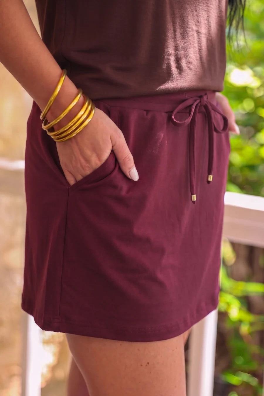 SOLID BURGUNDY SKORT