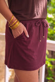 SOLID BURGUNDY SKORT