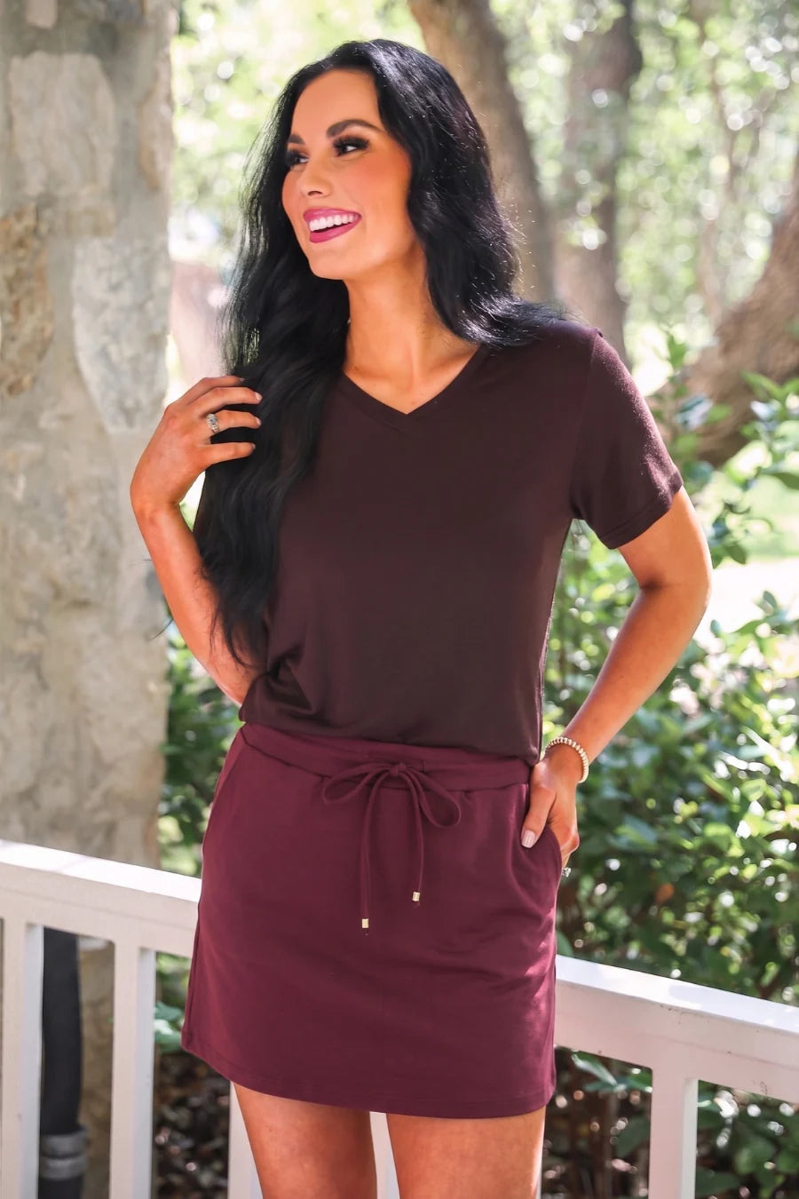 SOLID BURGUNDY SKORT