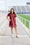 THE SPORTY MAROON DRESS - HOWDY
