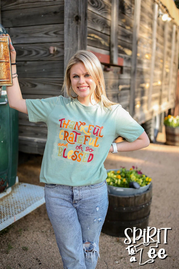 THANKFUL GRATEFUL AND OH SO BLESSED TEE - MINT