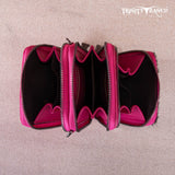 Trinity Ranch Genuine Hair-On Cowhide /Tooled Collection Phone Purse with Coin Pouch -Hot Pink