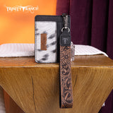 Trinity Ranch Hair-On Cowhide Collection Key Ring Card Case - Black