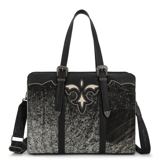 Trinity Ranch Genuine Cowhide Carry-All Cowhide Concealed Carry Large Tote /Crossbody - Black