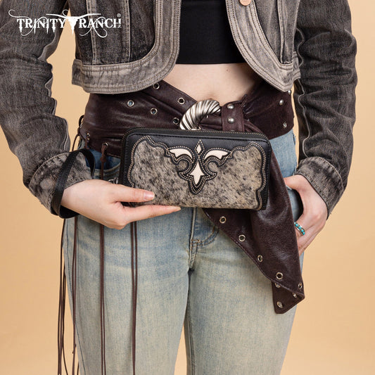 Trinity Ranch Hair-On Cowhide RFID Protected Collection Wallet - Black