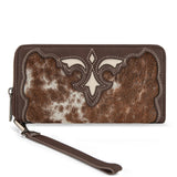 Trinity Ranch Hair-On Cowhide RFID Protected Collection Wallet - Coffee