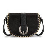 Trinity Ranch Western Hair-On Cowhide Saddle Crossbody - Black