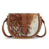 Trinity Ranch Western Hair-On Cowhide Saddle Crossbody - Brown