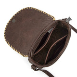 Trinity Ranch Western Hair-On Cowhide Saddle Crossbody - Coffee