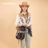Trinity Ranch Western Hair-On Cowhide Saddle Crossbody - Coffee