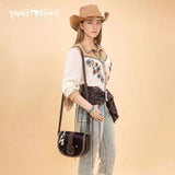 Trinity Ranch Western Hair-On Cowhide Saddle Crossbody - Coffee