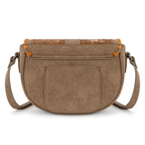 Trinity Ranch Western Hair-On Cowhide Saddle Crossbody - Khaki