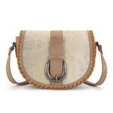 Trinity Ranch Western Hair-On Cowhide Saddle Crossbody - Tan