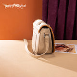 Trinity Ranch Western Hair-On Cowhide Saddle Crossbody - Tan