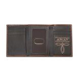 ARIAT TRIFOLD STYLE MENS WALLET PATCH BROWN