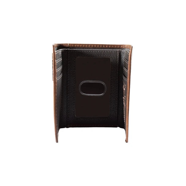 ARIAT TRIFOLD STYLE MENS WALLET PATCH BROWN