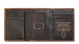 ARIAT TRIFOLD WALLET BASKET WEAVE MEDIUM BROWN