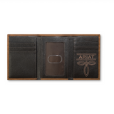 ARIAT TRI-FOLD SHIELD EMBOSSED WALLET - BROWN