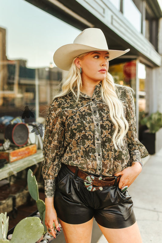 TROPHY WIFE CAMO TOP